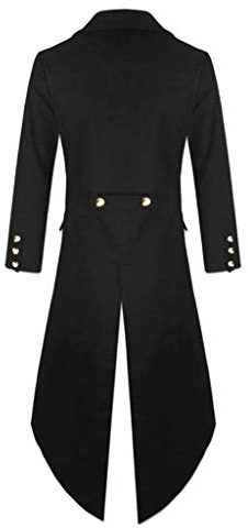 Costume steampunk pour homme - Frack gothique pour homme - Long classique - Noir - Manteau médiéval avec boutons - Rétro victorien - Jupe de marche élégante Tuxedo - Gilet de costume de théâtre de