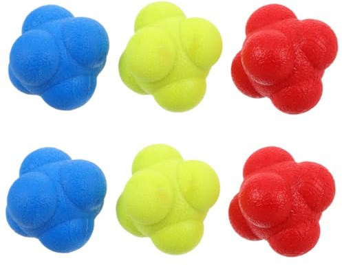 DECORNIJIA 6 Piezas Pelotas de Reacción Deportivas Ángulos de Bolas Elásticas para Entrenamiento de Coordinación Ojo-Mano y Hockey Lucha y Tenis