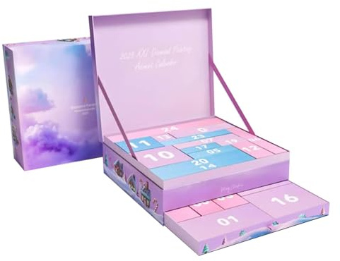 2026 Diamantmålning XXL adventskalender, 25 dagar med kreativ diamantkonstkit, gör-det-själv-hantverkstillbehör och festliga överraskningar (A)