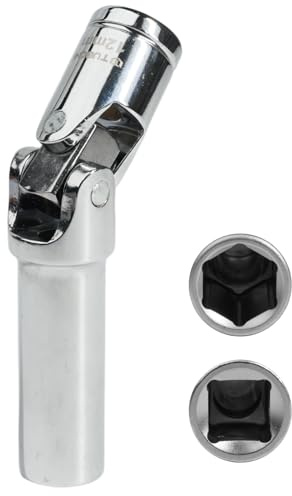 RowGlow Llave articulada para bujia de precalentamiento hexagona 12mm 3/8, Llave de vaso precaldeo auto, acero al cromo-vanadio (12mm)