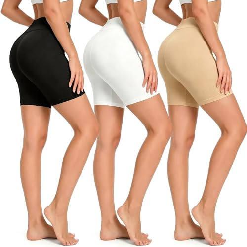 Tialfas 3 Pièces Anti Frottement Cuisse Femme Short Cycliste Panty Sport Short Taille Haute Boxer Shorty Sécurité sous Robe Jupe Culottes Legging Court Shorts