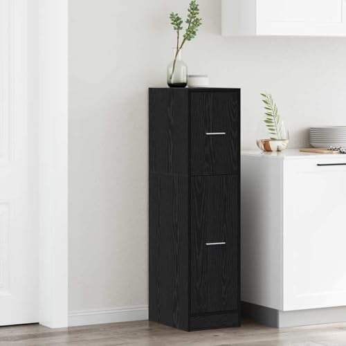 Nusvialune Armoire à pharmacie en chêne noir 30 x 41 x 118 cm avec espace de rangement, tiroir, serrure, pour salon, bureau, couloir, atelier, rangement polyvalent