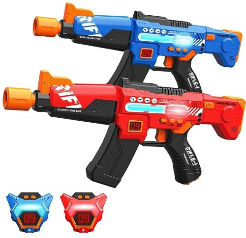 Rechargeable Laser Tag Guns Toys Set of 2 with Upgraded LED Digital Multi-Functional Vests Birthday Gifts for Kids Boys Girls 8 9 10 11 12+ Years Old Teens Adults Christmas Indoor & Outdoor Activities