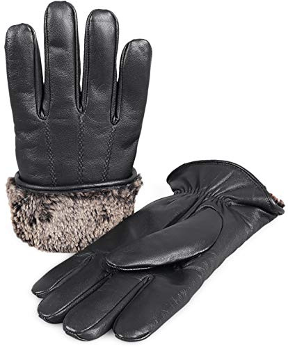 Zavelio Premium - Guanti da uomo in pelle di pecora - Nero - M