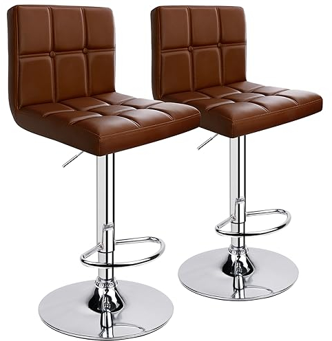 Leader Accessories Barhocker (2er-Set) Barstuhl mit Lehne stylischer Tresenhocker höhenverstellbar 62-83cm Drehstuhl 360 Grad Bezug aus Kunstleder Kaffee