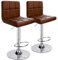 Leader Accessories Barhocker (2er-Set) Barstuhl mit Lehne stylischer Tresenhocker höhenverstellbar 62-83cm Drehstuhl 360 Grad Bezug aus Kunstleder Kaffee