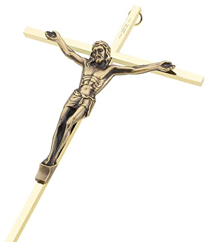 DCCXN Croce da parete in metallo cattolico, decorazione da parete a croce, 20 cm, oro lucido