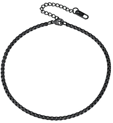 PROSTEEL Chain Ankle Bracelets for Women Stainless Steel Anklets Women Ankle Bracelets Black