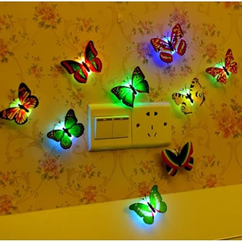 Pengcheng (7 pezzi) luci a farfalla, adesivi da parete colorati 3D a forma di farfalla, regalo per camera da letto delle ragazze, adesivi creativi a LED per luce notturna, utilizzati per la