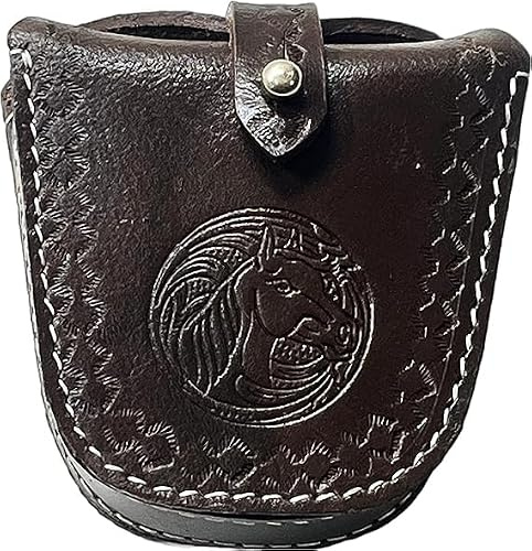 warrepplica Top Grain Buff Leather Slingshot Ammo Holder Bag Storage Gun Ammo Case with Belt Loop & Metal Closure Ammunition Pouch for Hunting