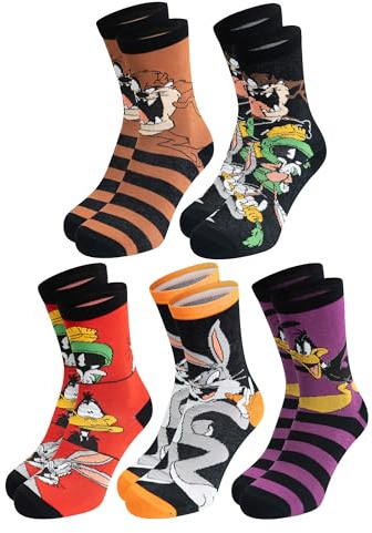 United Labels Chaussettes Looney Tunes pour hommes - Bugs Bunny, Duffy Duck, Taz & Co. Chaussettes de sneakers pour hommes 40-45 (paquet de 5)