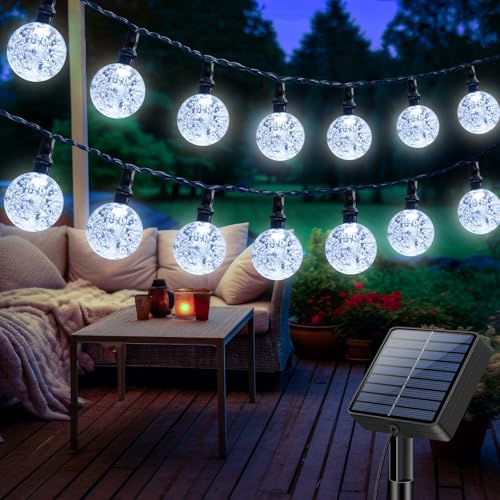 litogo Luci Solari da Giardino, 15M 50 LED 8 Modalità Catena Luminosa Esterno Solare, Impermeabile Lucine da Esterno Solari per Terrazzo, Gazebo (Bianco)
