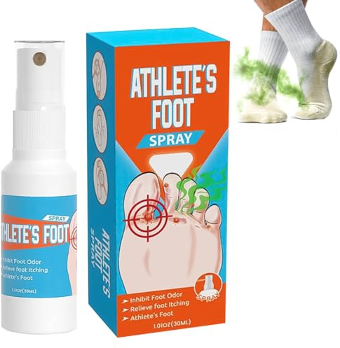 30ml Spray de pour le Pied d'Athlète, Spray Désodorisant, Sprays pour les pieds et les ongles, Pieds contre Odeurs, Démangeaisons, la Transpiration, l'Écaillage et Ampoules
