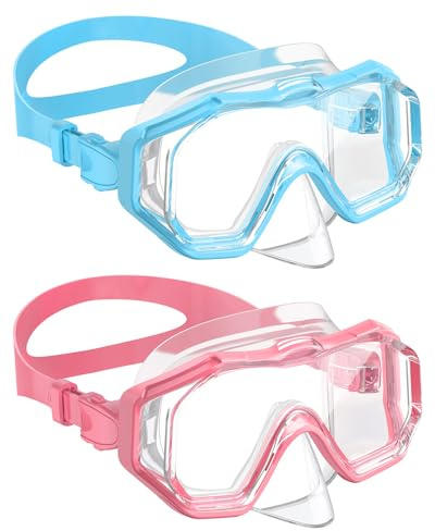 WSTOO Kids Swim Goggles with Nose Cover to Prevent Water Inhaling, Anti-Fog Leak-Proof Swimming Mask for Boys Girls Age 5-12, 2 Pack