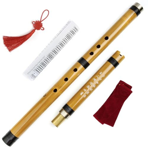 Bamboo Chinese Flute Xiao, 8 Holes Bamboo Xiao Chinese Traditional Musical Instrument Professional Vertical Xiao Flute with Mouthpiece (F Key)
