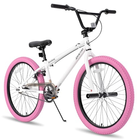 JOYSTAR Gemsbok 24 Pouces Freestyle BMX pour Les Filles de 8 à 13 Ans, 20 Pouces vélo pour Enfants, Blanc