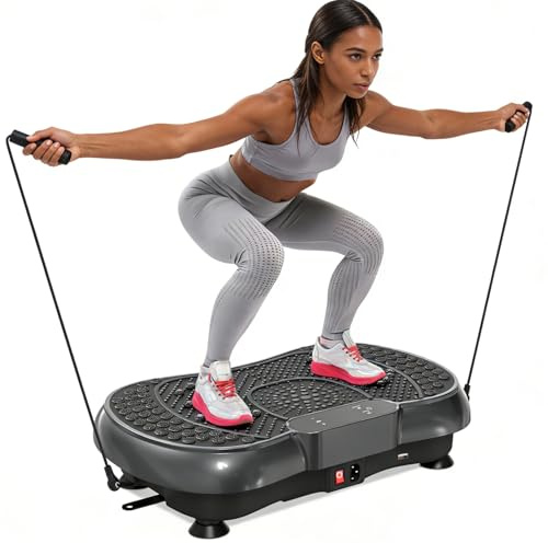 Vibration Plate, Vibration Plate Exercise Machine, Vibration Plate for Lymphatic Drainage, for Weight Loss, 2025 Upgraded Double Motors Vibrating Plate (Charcoal)
