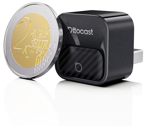 OTTOCAST Mini Core 2-i-1 Trådlös CarPlay & Android Auto Adapter 2026 | WiFi 6 & Bluetooth 5.4, Smart Knapp för Enkel Frånkoppling & Växling, USB-A/C för Fabriksmonterad CarPlay/Android Auto Bilar