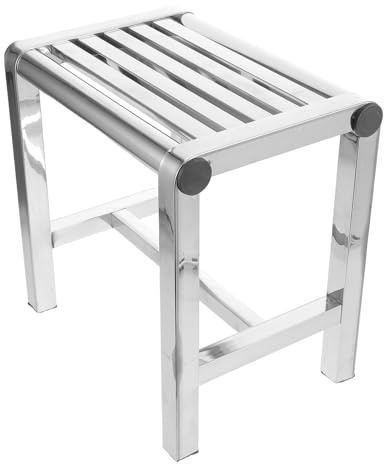 CLISPEED Sgabello da Bagno per Doccia in Acciaio Inox Spesso 31x20x30 Cm Piedini Antiscivolo Supporto Stabile per Anziani e Uso Domestico e Ufficio