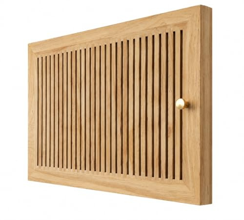 Veta Tapa Cuadro Eléctrico Decorativo de Madera de Pino | Tapa Contador Luz con Rejilla de Ventilación y Puerta Abatible | Cubre Cuadro Eléctrico y Caja para Tapar Diferenciales (41x25 cm Interior)