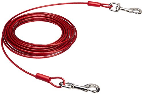 Amazon Basics Cable para atar perros, hasta 56 kg, Rojo, 9,1 m