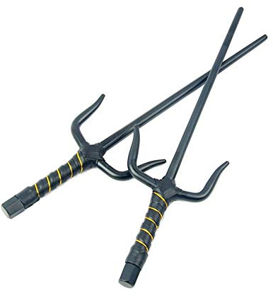 Superdo Octagon Metal Martial Arts Sai Multi Size (Black and Silver), Black, 19