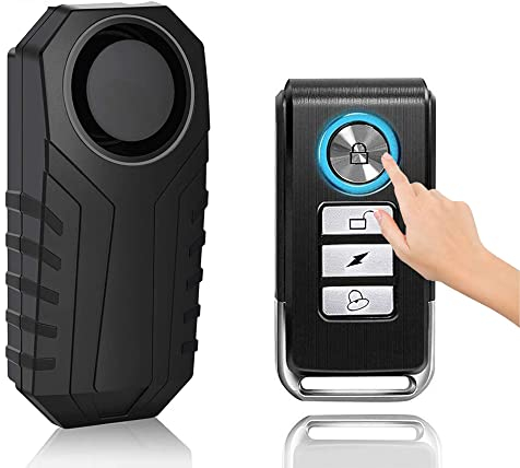 Jusimi Bicycle Alarm, Wireless Waterproof Anti-Theft Bike Alarm with Remote Control, 7 Level Sensitivity, 113dB Super Loud Sound, for Bicycle/Motorcycle/Window/Electric Tricycle/Door