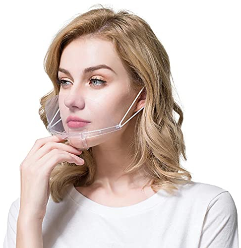 GUSTO 12 Pièces Visière Masque Transparent pour Nez et Bouche Bord Blanc avec Élastiques pour Cuisine Chefs Restaurants Aesthetic Studio (12 Pièces - Bord Blanc)