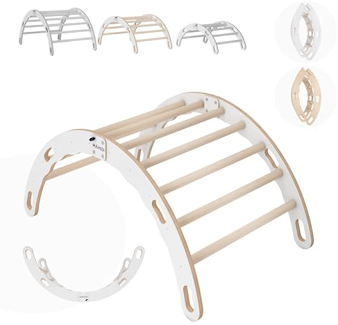 MAMOI® Arrampicata per bambini in legno naturale, Dondolo triangolo, Altalena da casa interno, Parete arco a partire