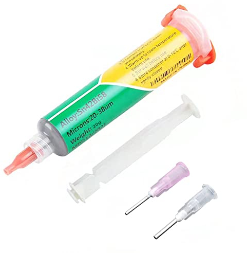 1 pièce seringue pâte à souder,seringue pâte à souder Flux,seringue sans plomb pâte à souder Flux Sn42Bi58,pour SMD PCB réparationélectronique,Soudure Électronique(20g)