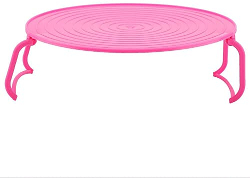 Mikrowelle Faltbares Tablett Faltbare Mikrowelle Teller Stapel Rund Dampfgestell Mikrowelle Stapel Backofen Tablett Mikrowelle Rack für Speck Eiskönigin Snacks Kochbedarf (Rosa)