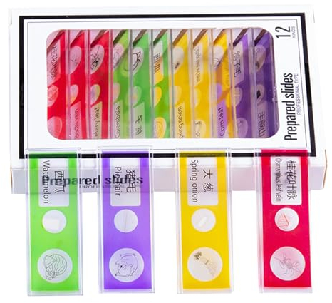 Mikroskop Objektträger mit Proben für Kinder,Kinder Präpariert Mikroskop Objektträger für Mikroskop,Objektträger Mikroskop mit Proben für Labor Biologie und Wissenschaft Studium,12-Stücke