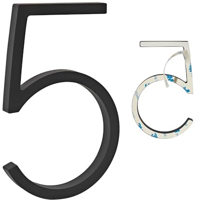 YWONOBS Door Numbers, 5 Inches 3D Self Adhesive House Numbers, Address NumbersïŒMailbox Number Stickers for House Mailbox Apartment Hotel Courtyard Black(5)