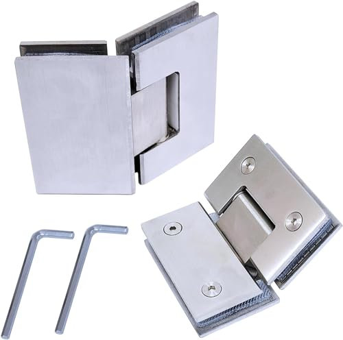Lot de 2 charnières de porte de douche solides en acier inoxydable 304 à 135 degrés sans cadre pour porte de salle de bain en verre trempé résistant à la rouille et à la corrosion de 8 à 12 mm
