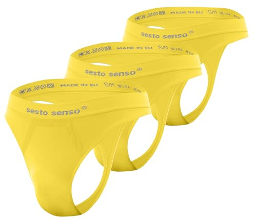 sesto senso Uomo Seamless Strings Mutande G-Strings Sexy Intima di Base Perizoma 3 Pack L/XL Giallo