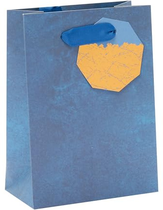 UK Greetings | Small Gift Bag | Party Bags for Presents | Birthdays/Weddings/Christmas | Blue Design | 16.5 x 12 cm