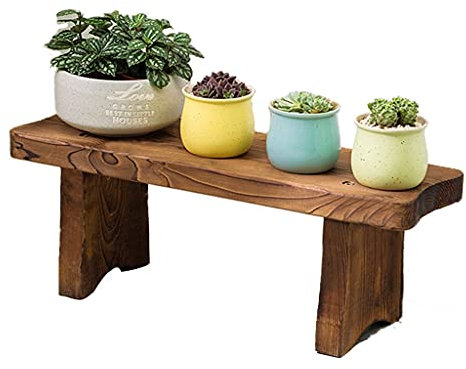 Supporto per fiori da balcone in legno per piante grasse, decorazione da giardino, panchina (marrone, 60 x 17 x 22 cm)