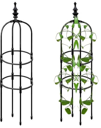 Treillis Jardin Métal, 120CM Tuteurs Plant D'extérieur Antirouille, Treillis Jardin Résistant Aux Intempéries pour Plant Grimpantes, Cadre Support Robuste pour Plants, pour Outils Jardinage