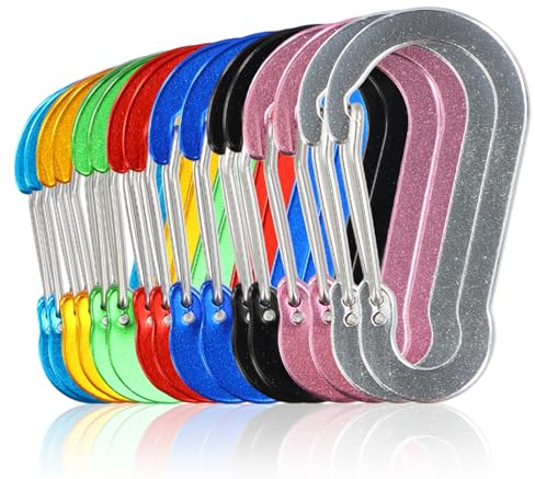Set de 16 Mosquetones de Aluminio 70mm, Mosquetón de Cierre Rápido, Llavero de Calabaza Forma Colores, Ligero y Resistente, para Camping, Senderismo, Pesca, Mochilas, Viajes y Uso Diario