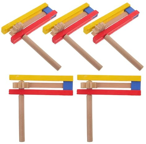 Milisten Crecelle en Bois 5pcs, Cliquet Rotatif Son, Instrument de Percussion Polyvalent pour Événements Sportifs et Réunions Familiales