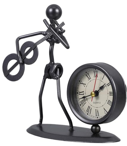CONGARTENO Orologio da Tavolo Vintage in Ferro Artistico Piccolo Decorazione Musicale per Casa e Ufficio Orologio Retrò Compatto e Portatile Elemento Decorativo Musicista Resistente