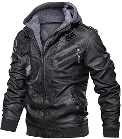 Generico Giubbotto di Pelle Uomo, Giubbotti Uomo in Pelle Resistente E Calda con Cerniera Giubbotto in Vera Pelle Bovina Soffice E Resistente Giacca da Uomo Casual Fitness Sportivo
