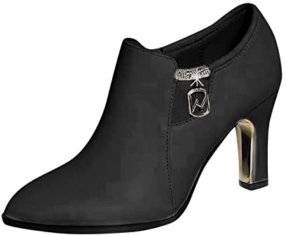Zapatos de tacón para mujer, elegantes y cómodos, de piel, con cierre frontal, zapatos de boda, zapatos de baile con tacón, zapatos tradicionales de verano, Negro , 36 EU
