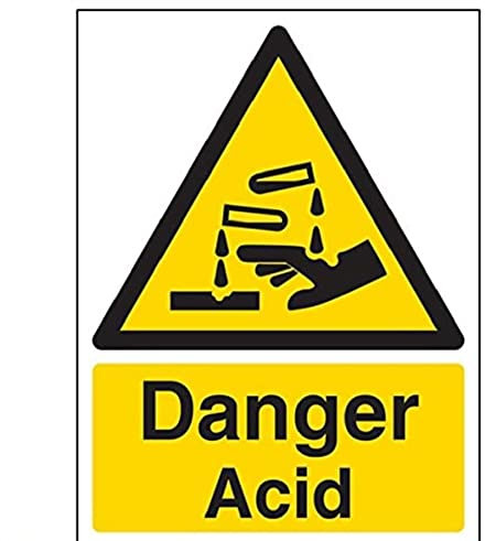 V Safety Danger Acid Warning Sign - 150mm x 200mm - 1mm Rigid Plastic
