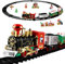 TOYANDONA Christmas Train Set, Battery Powered Electric Railway Train Set Locomotive Engine Toy Train Set with Lights and Sounds for Under Around the Tree