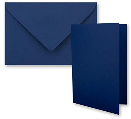 25x DIN B6 Faltkarten Set mit Umschlägen in Dunkelblau (Blau) - 120 x 170 mm - ideal für Einladungskarten, Hochzeit, Taufe, Kommunion, Konfirmation - Marke: FarbenFroh