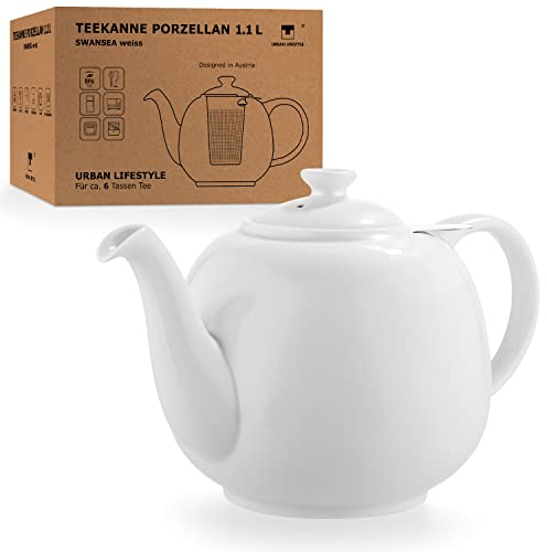 Urban Life Style - Tetera con filtro Swansea (1,1 L), color blanco