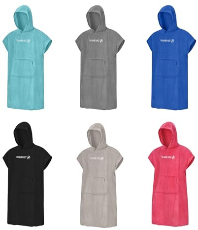 Two Bare Feet Kids Towelling Changing Robe – Hooded Microfibre Towel Robe for Boys & Girls – Quick Dry, Lightweight & Absorbent Beach, Pool & Swim Cover Up