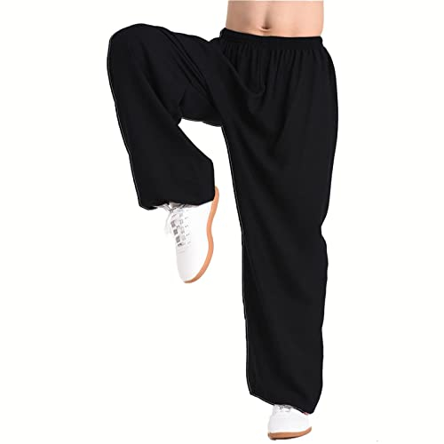 VIRACIN Tai Chi Hose für Herren und Damen, Kampfsport-Hose, Kung-Fu-Hose, Yoga, Laternenhose, Jogginghose, Schwarz, Größe XXXL