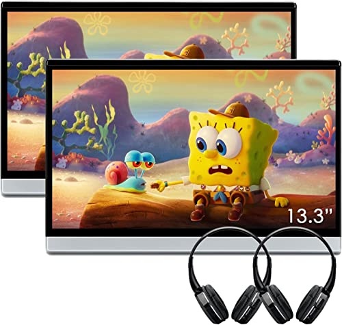 XTRONS 2pcs 13.3 Pollice Android Car Poggiatesta Monitor per Sedile Posteriore IPS Touch Car Screen TV Tablet 32GB Lettore Video Portatile Supporto Netflix/YouTube, Screen Mirroring HD Ingresso WIFI